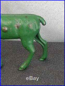 Rare Arcade Toys Cast Iron Still Bank Deer Buck Original Label & Green Paint
