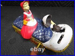 Rare Bits And Pieces Cast Iron Mechanical Bank Little Red Riding Hood