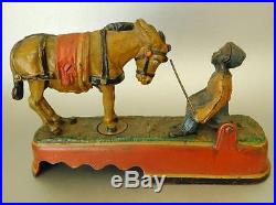 Rare Black Negro American Cast Iron Mechanical Bank kicking Mule 1897 Patent