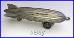 Rare Cast Iron Graf Zeppelin on Wheels Still Bank Pull-Toy Cir 1934 ORIGINAL