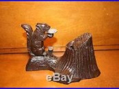 Rare Cast Iron Squirrel And Tree Stump Mechanical Bank Mechanical Novelty Works