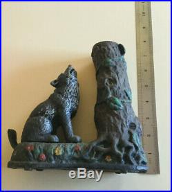 Rare Find Antique Cast Iron Mechanical Bank Wolf & Squirrel Hubley Pat. 7.23.1883