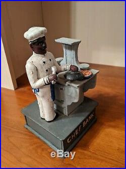 Rare! Hawthorne Direct Chef Bank & Stove Mechanical Cast Iron Coin Money Bank