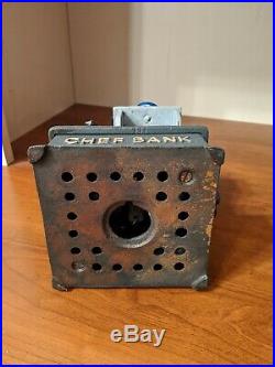 Rare! Hawthorne Direct Chef Bank & Stove Mechanical Cast Iron Coin Money Bank