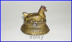 Rare Hen on Nest Cast Iron Still Bank, Circa 1905 NO RESERVE (DAKOTApaul)