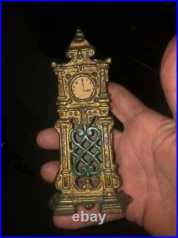Rare Hubley Cast iron small grandfather clock still bank 20s