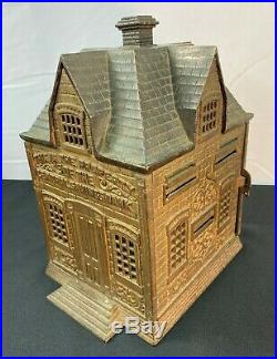 Rare Large Circa 1890s Antique Cast Iron Central Savings Bank Building As Is