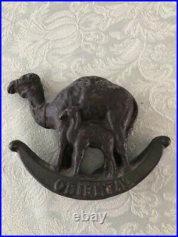 Rare Oriental Rocking Camel Antique Cast Iron Still Bank