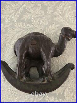 Rare Oriental Rocking Camel Antique Cast Iron Still Bank