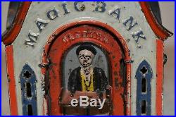 Rare Original Magic Cast Iron Mechanical Bank, First Paint, Works, No Reserve