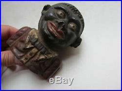 Rare Painted Antique Victorian Cast Iron Bank, Toy, African American, GIFT