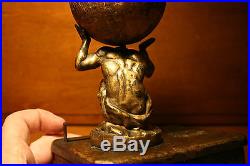Rare Painted Cast Iron ATLAS w Globe Mechanical Bank c. Late 1800s to early 1900s