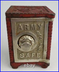 Rare Vintage Antique Army Safe Figural Toy Coin Piggy Bank Kenton Old Cast Iron