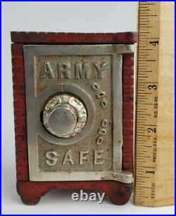 Rare Vintage Antique Army Safe Figural Toy Coin Piggy Bank Kenton Old Cast Iron