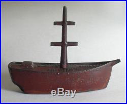 Rare Vintage Antique Cast Iron FORTUNE SHIP Sailing Boat STILL BANK