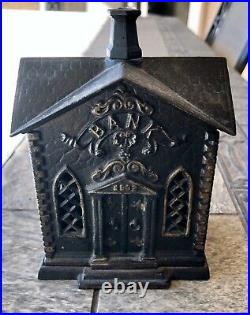 Rare Vintage Kyser and Rex Cast Iron Still Coin Bank Villa Church 1882