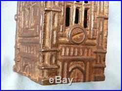Rare antique cast iron still coin piggy bank money box church building 1900s