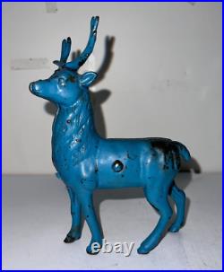 Reindeer blue Antique Cast Iron Still Bank