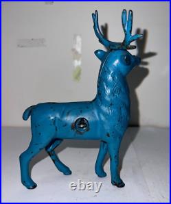 Reindeer blue Antique Cast Iron Still Bank