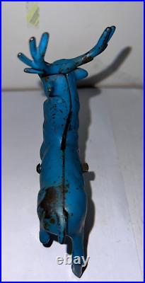 Reindeer blue Antique Cast Iron Still Bank