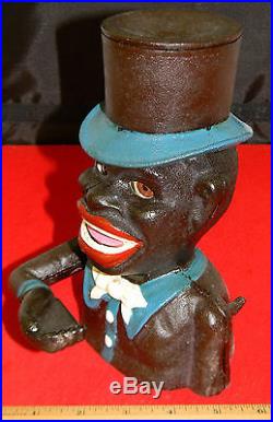 Reproduction Cast Iron Painted Jolly Boy Mechanical Bank