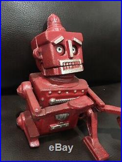Robert The Robot 1950 Space Age Toy Cast Iron Mechanical Bank Signed Hubley
