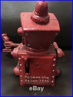 Robert The Robot 1950 Space Age Toy Cast Iron Mechanical Bank Signed Hubley