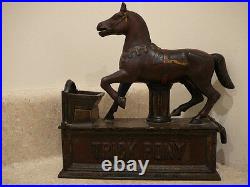 S25 Antique 1885 Trick Pony Cast Iron Mechanical Bank