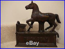 S25 Antique 1885 Trick Pony Cast Iron Mechanical Bank
