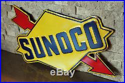 SUNOCO Arrow Embossed Metal SIGN Petroleum Racing Fuel Nascar Texaco Mobil Oil