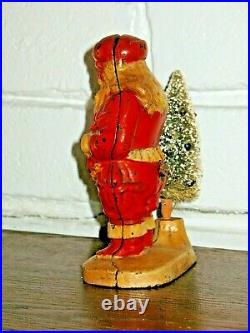 Santa Claus (removable wire tree) Antique Cast Iron Bank Ives 7 1/4 1890s US