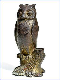 Scarce! Cast Iron Be Wise Owl Still Bank A. C. Williams 1912-1920's 5