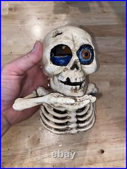 Skeleton Candy Piggy Bank Cast Iron Collector 5LB Patina Halloween? GIFT