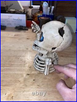 Skeleton Mechanical Halloween Candy Piggy Bank Cast Iron Collector 5+ LBS Patina