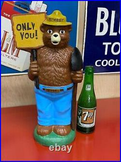 Smokey The Bear X-large, Heavy Cast Iron Bank, (14 Tall) Hard To Find Size