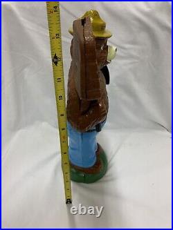 Smokey The Bear X-large, Heavy Cast Iron Bank, (14 Tall) Hard To Find Size