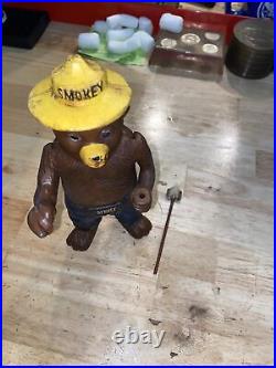 Smokey the Bear Piggy Bank Cast Iron Smoky Collector KOA Campground METAL Gift