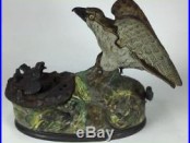 Stevens Eagle And Eaglets Cast Iron Mechanical Bank Patented 1883