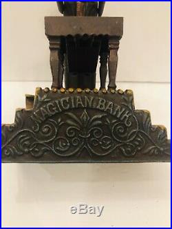 Superb Antique J&E STEVENS Cast Iron Mechanical MAGICIAN BANK RARE FIND