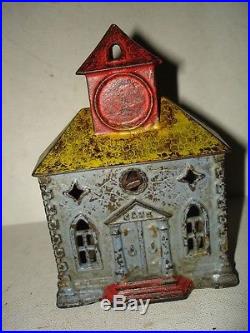 TOWN HALL by KYSER & REX 1882 cast iron toy still penny bank MOORE #998