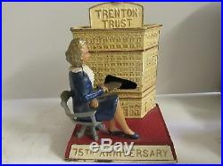 TRENTON TRUST BANK 75th ANNIVERSARY (Antique Cast Iron Mechanical Bank)