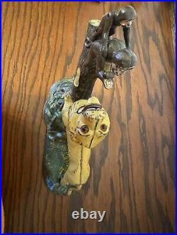 Tall Lion and Two Monkeys Cast Iron Mechanical Bank (85-90% Original Paint) Rare