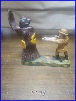 Teddy And The Bear Collector Cast Iron Mechanical Bank. Mint/Working Condition