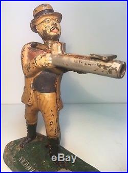 Teddy And The Bear' Mechanical Bank By J. & E. Stevens 1912 Antique Cast Iron