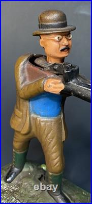 Teddy and the Bear Vintage Cast Iron Mechanical Coin Bank, Works Great-see video