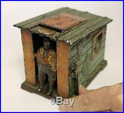 The Cabin Bank Antique cast iron Toy Mechanical Bank