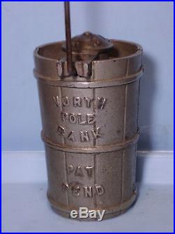 The North Pole Bank Cast Iron Bank 4 1/4 Grey Iron Casting Co. Near Mint