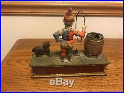 Trick Dog Cast Iron Mechanical Bank Shepard Hardware With Key Works Perfectly