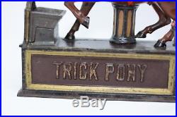 Trick Pony Cast Iron Mechanical Bank With Coin Trap Door And Key Circa 1885