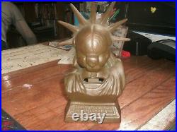 Ultra Rare Vintage Cast Iron Statue of Liberty Bust bank Original